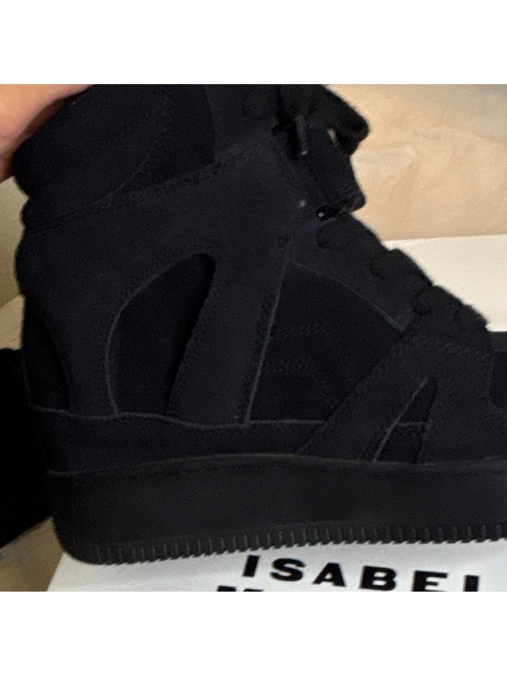 Isabel Marant Black Suede High-Top Wedge Sneakers - Picture 3 of 6